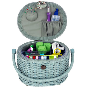 Dritz, Small Woven Sewing Basket - Green Floral image # 92404