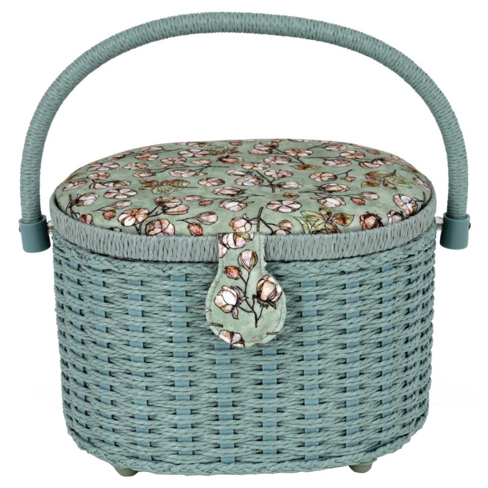 Dritz, Small Woven Sewing Basket - Green Floral image # 92403