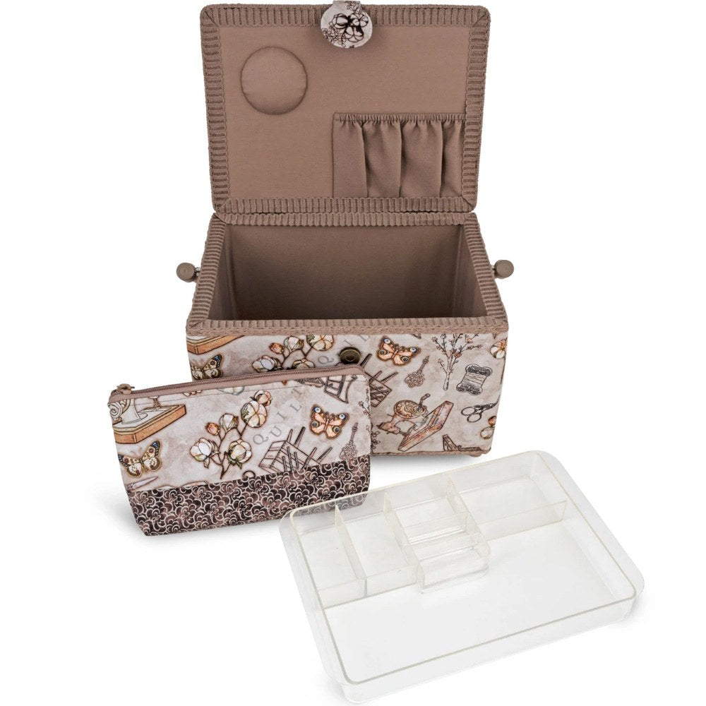 Dritz, Large Sewing Basket & Accessory Case - Neutral Vintage image # 92480