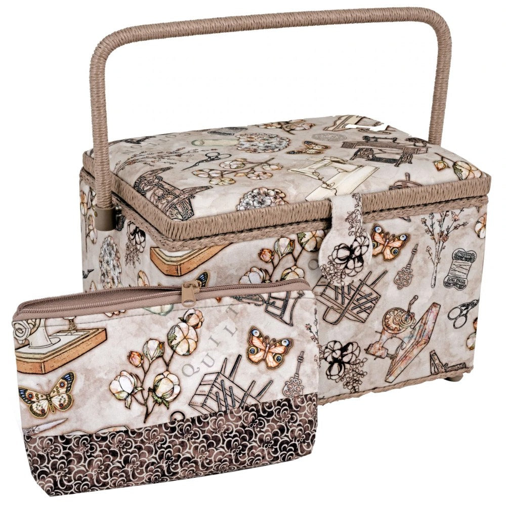 Dritz, Large Sewing Basket & Accessory Case - Neutral Vintage image # 92478