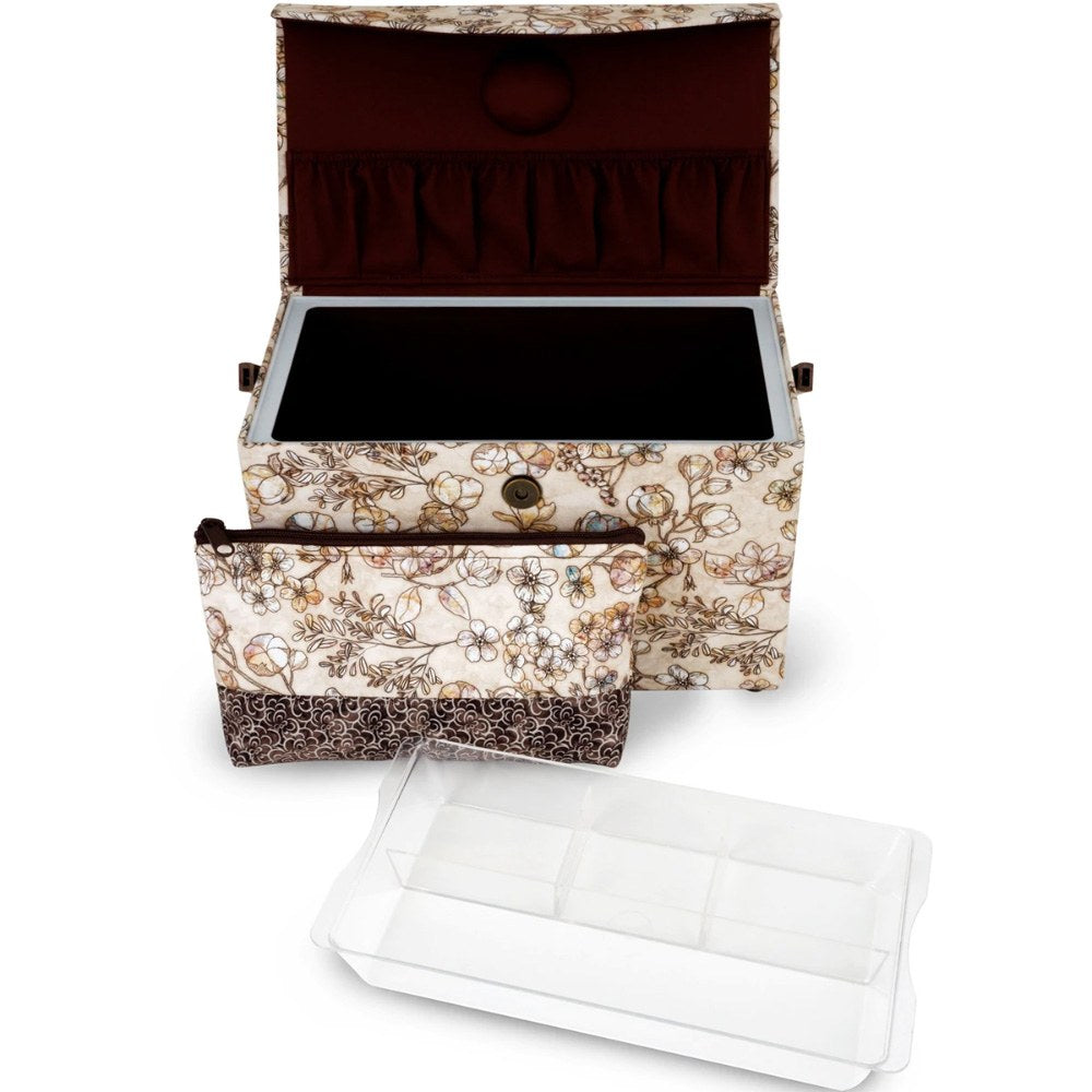 Dritz, Medium Sewing Basket & Accessory Case - Neutral Floral image # 92295