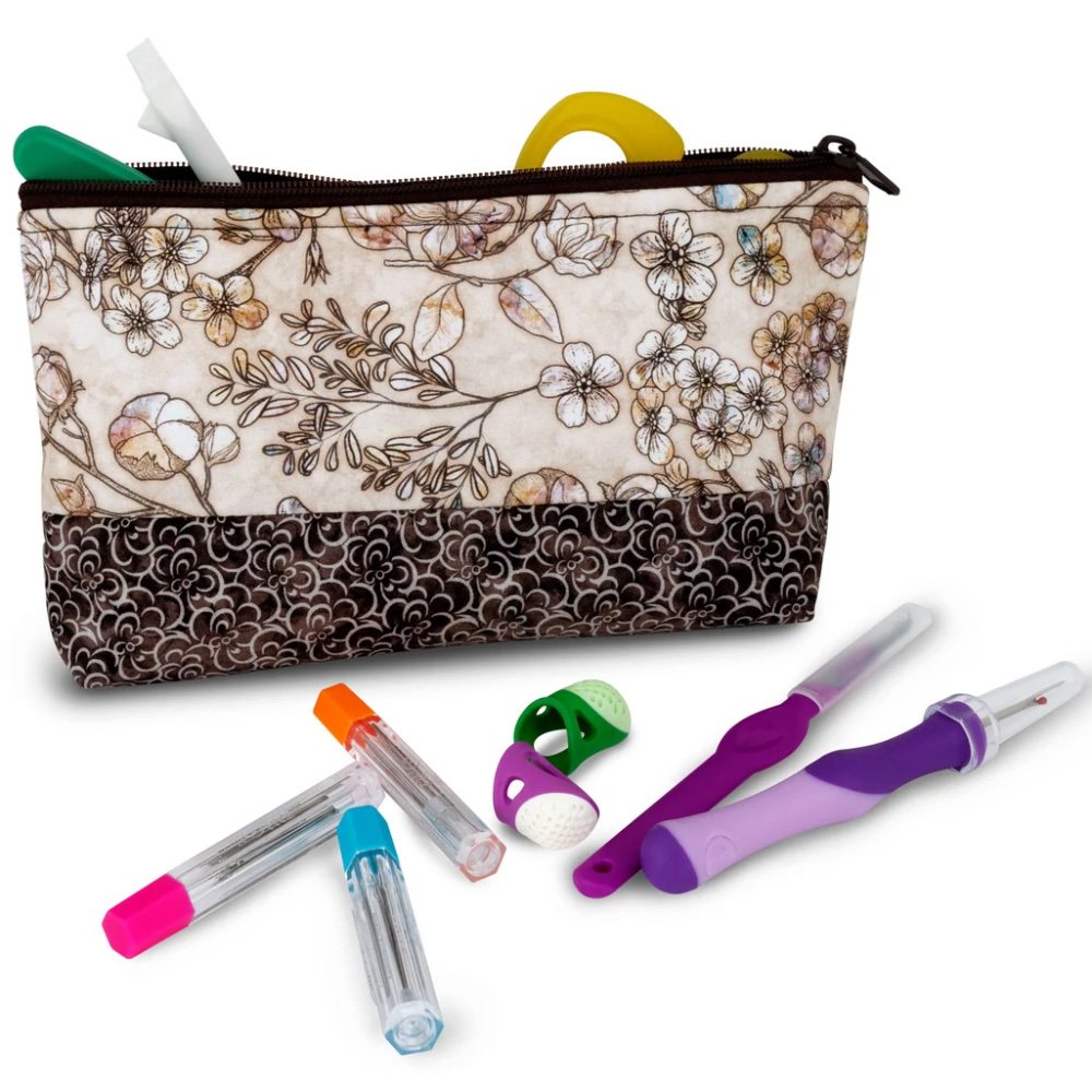 Dritz, Medium Sewing Basket & Accessory Case - Neutral Floral image # 92296