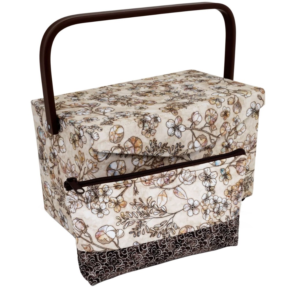 Dritz, Medium Sewing Basket & Accessory Case - Neutral Floral image # 92292