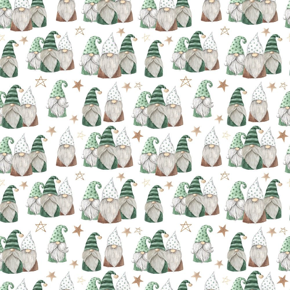 A Nordic Christmas Gnomes Fabric - White