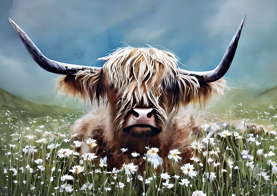 A Wee Scottish Highland Cow Fabric Panel