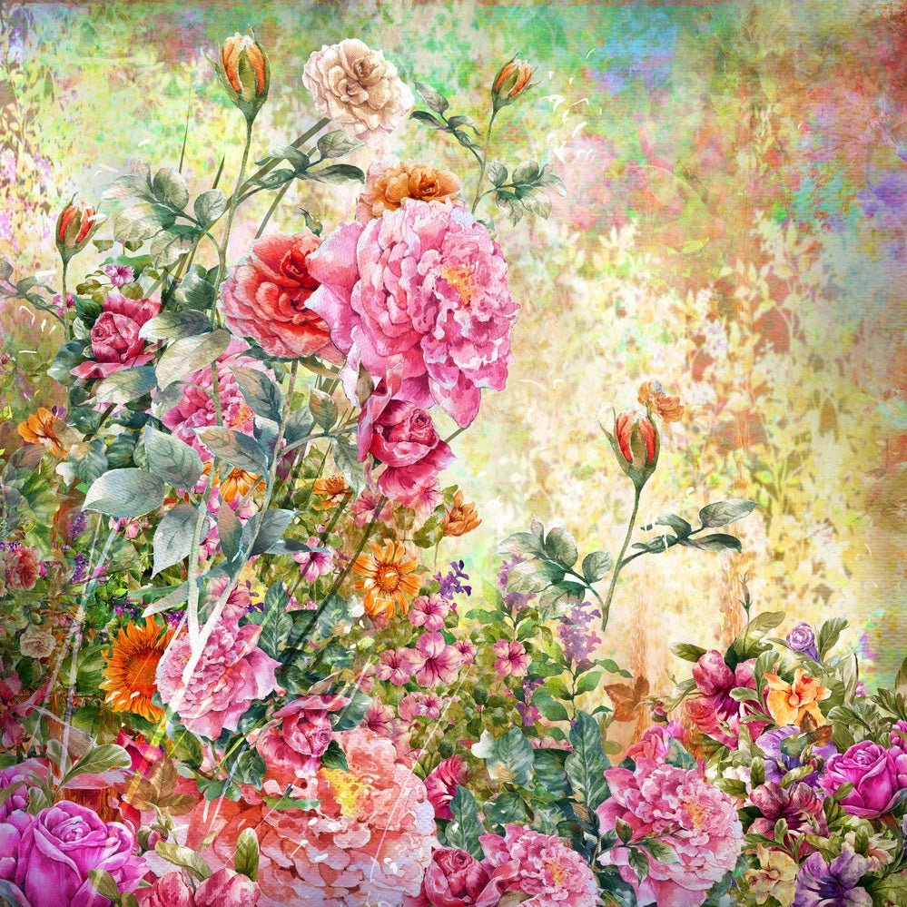 Abstract Colorful Bright Flowers Fabric Panel