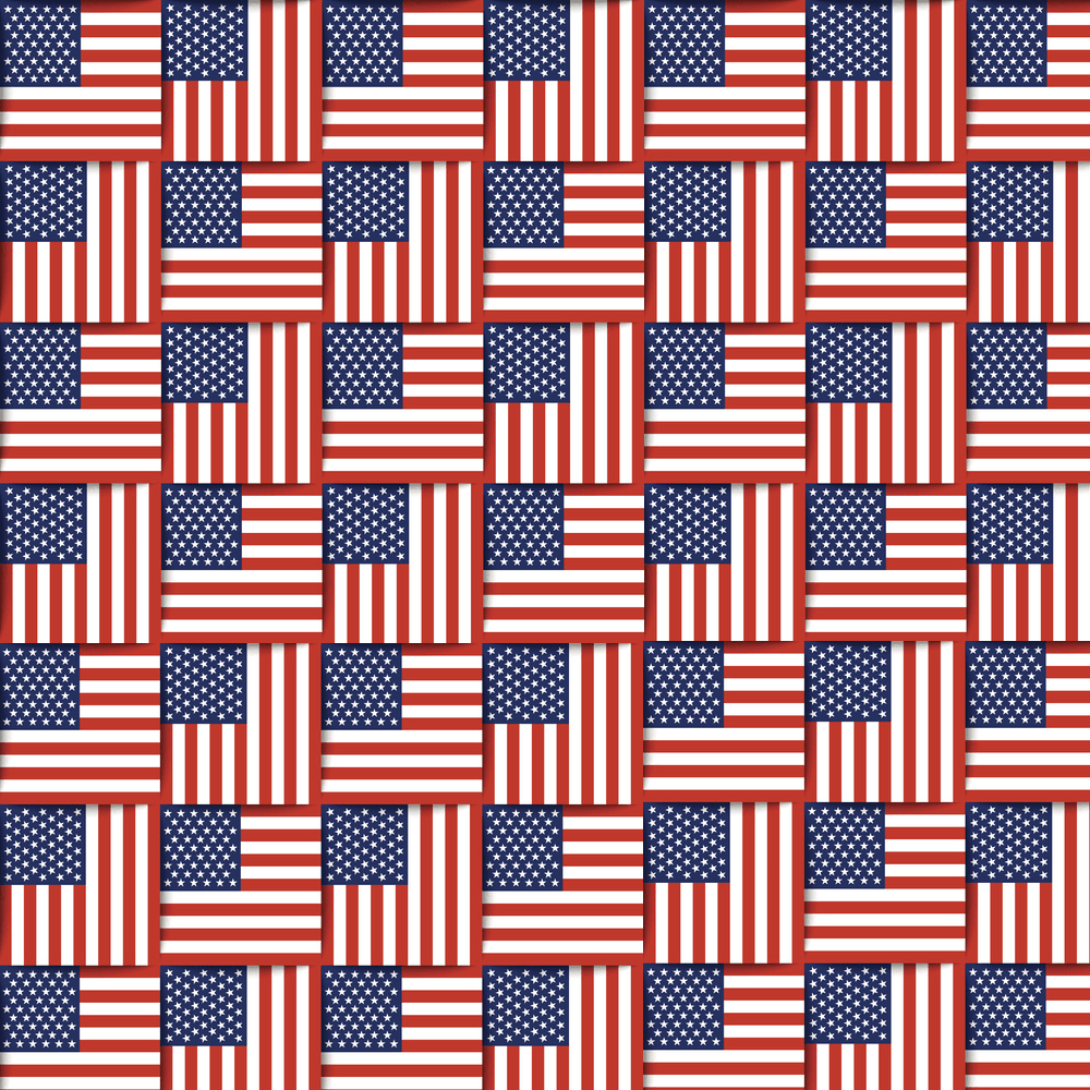 American Flag Block Fabric - Red