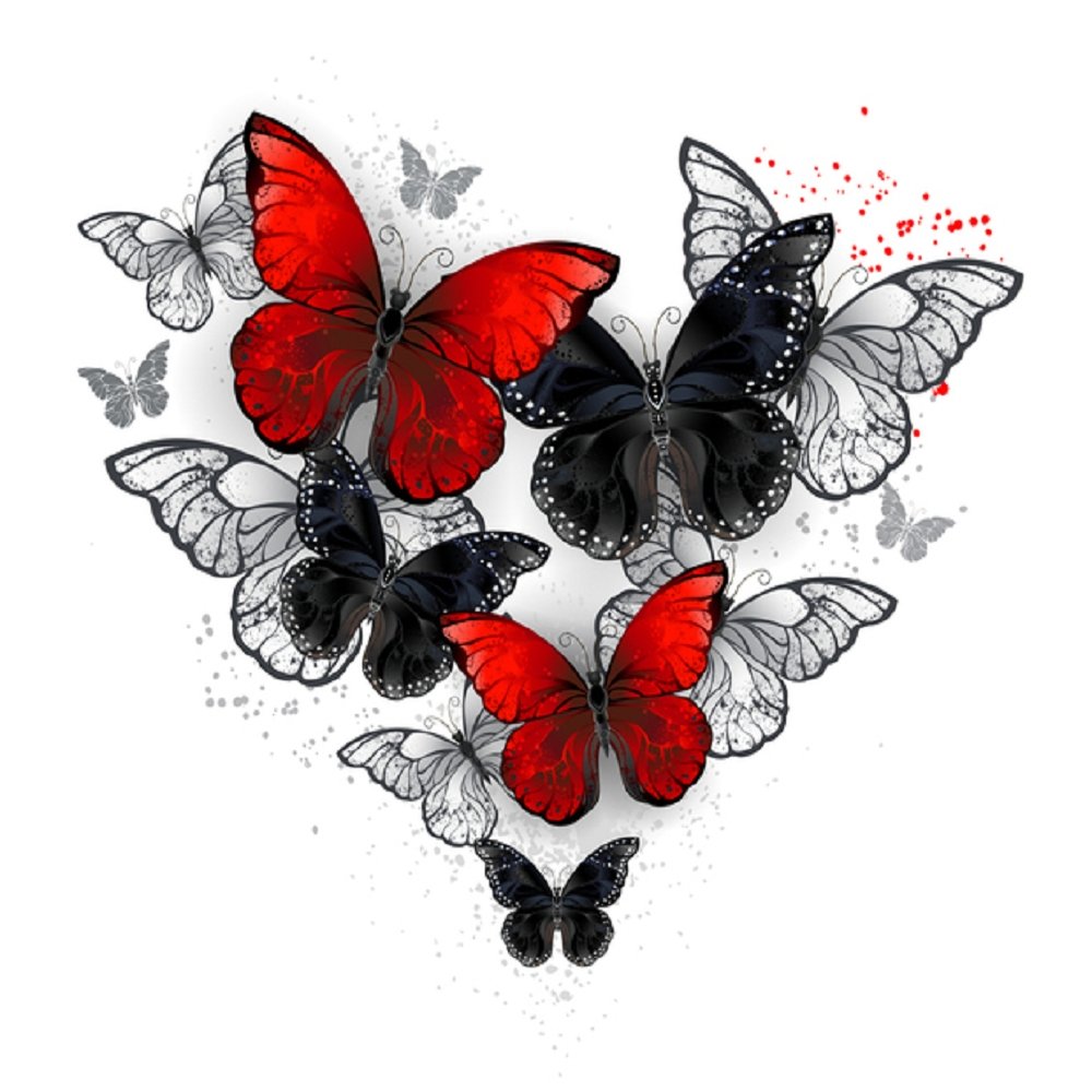 Artistic Morpho Butterflies Fabric Panel - White