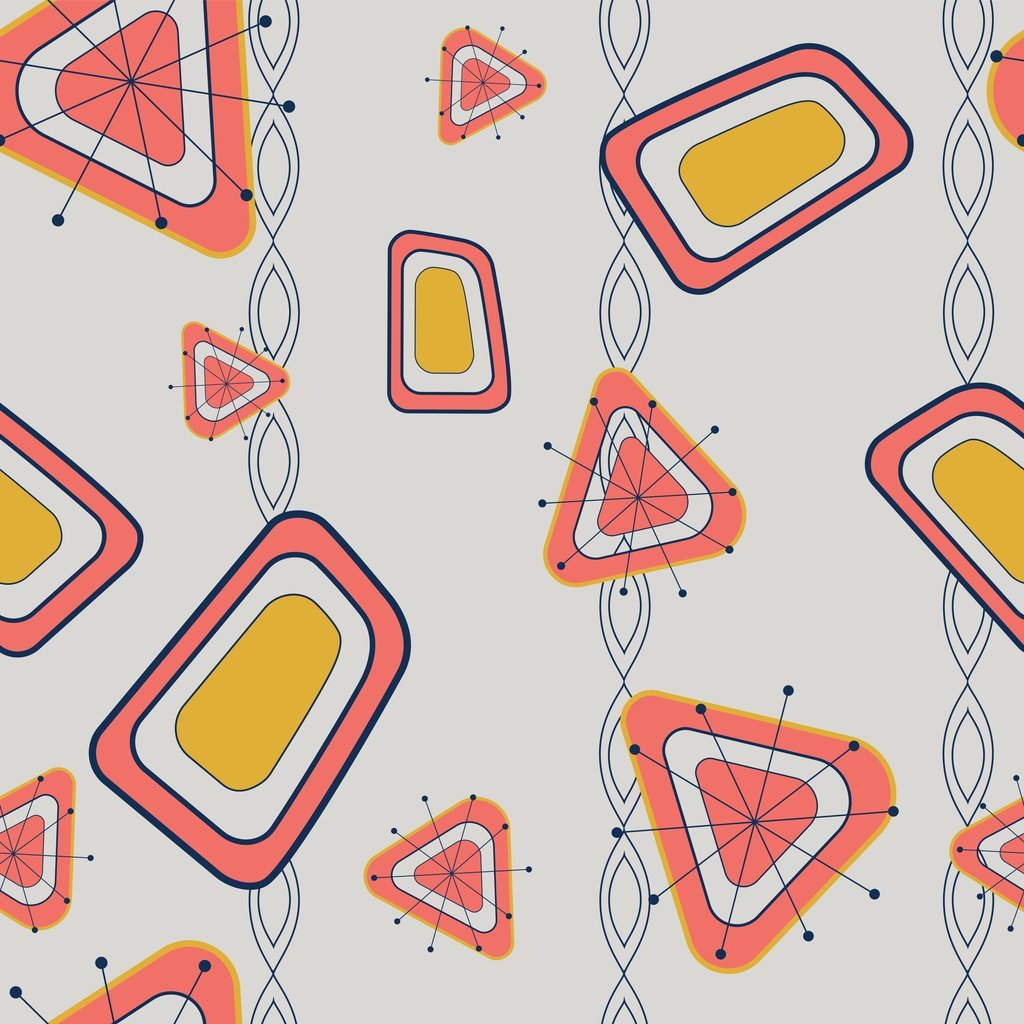 Geometry Atomic Pattern Atomic Geometric Pattern #2 Fabric - Antique White