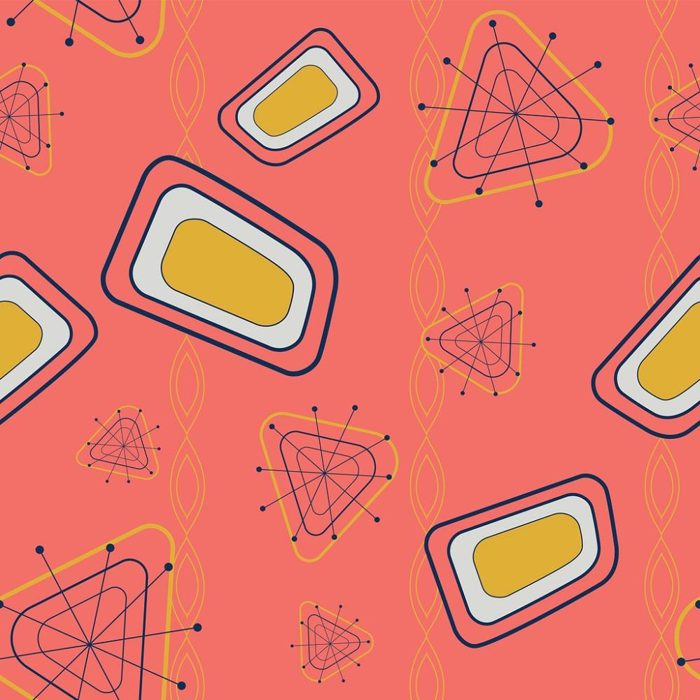 Geometry Atomic Pattern Atomic Geometric Pattern #5 Fabric - Pink