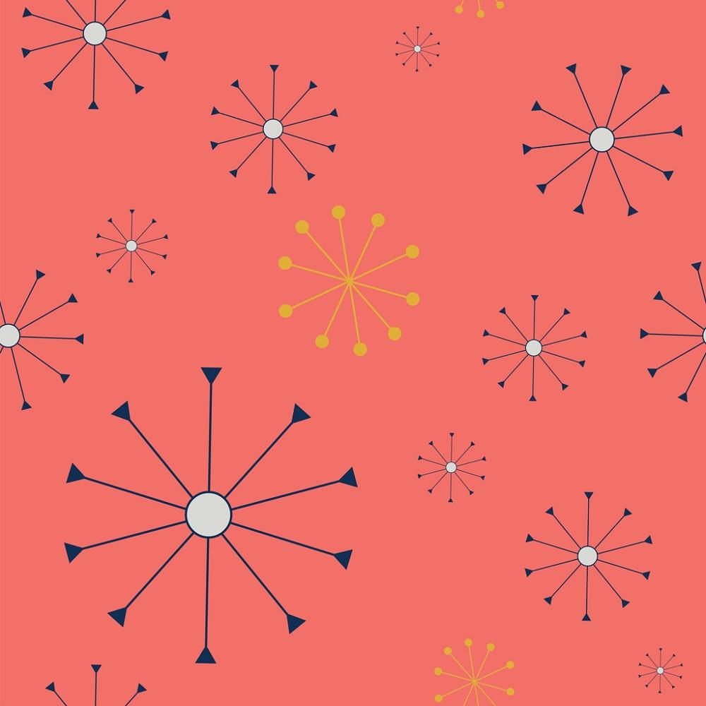 Atomic Geometric Pattern #6 Fabric - Pink