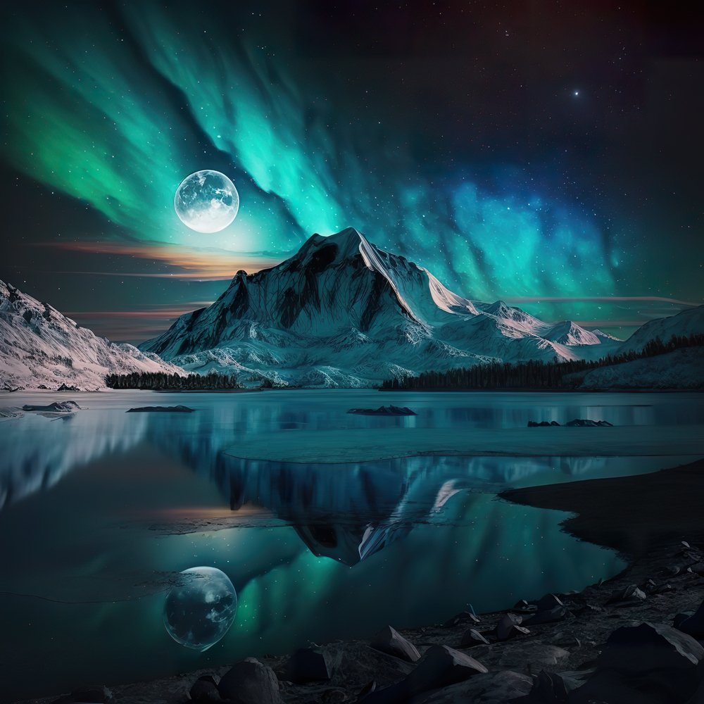 Aurora Borealis Variant #5 Fabric Panel