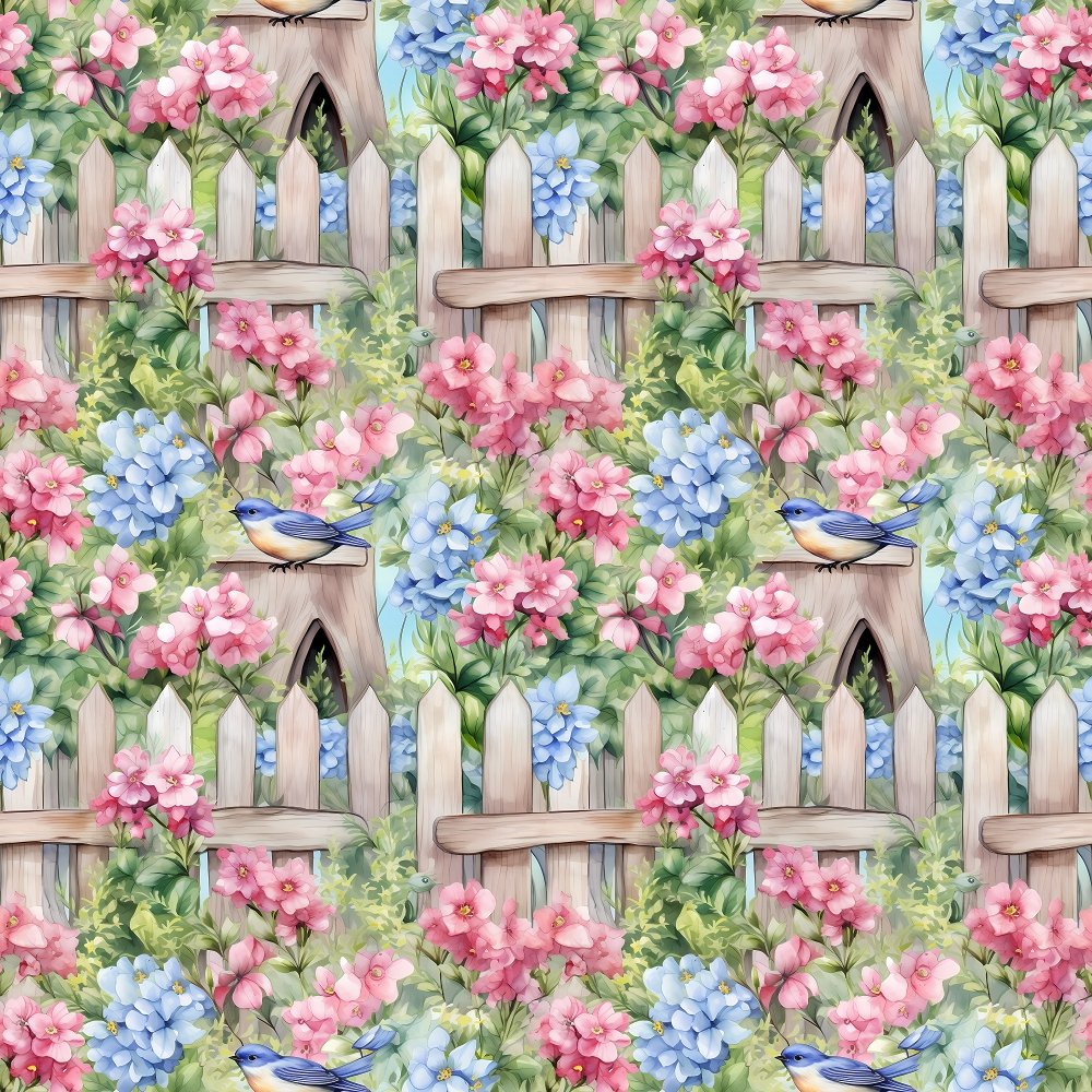 Birds in the Garden Pattern #7 Fabric