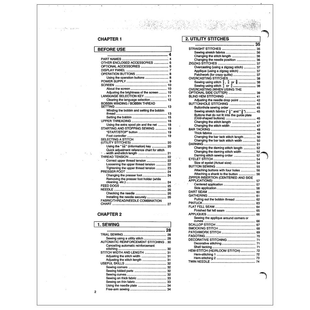 Babylock ESN Encore Instruction Manual image # 121805