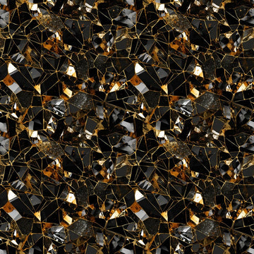 Black & Gold Shattered Glass Fabric