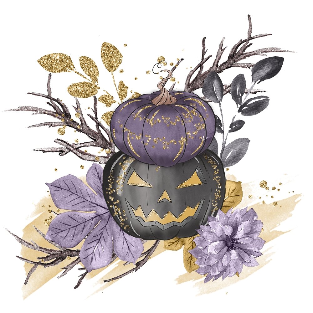 Black Pumpkins Arrangement #4 Fabric Panel