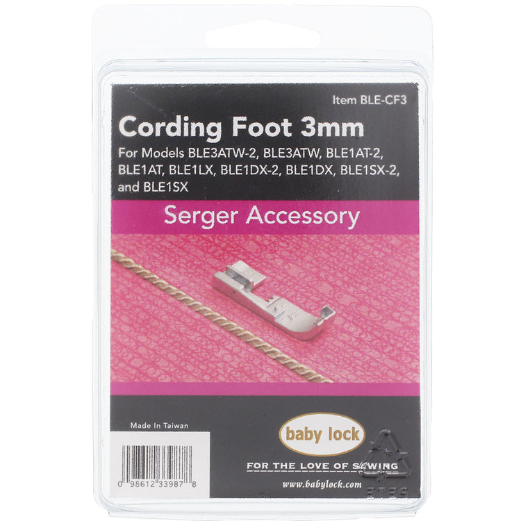 Cording Foot 3mm, Babylock #BLE-CF3 image # 78119