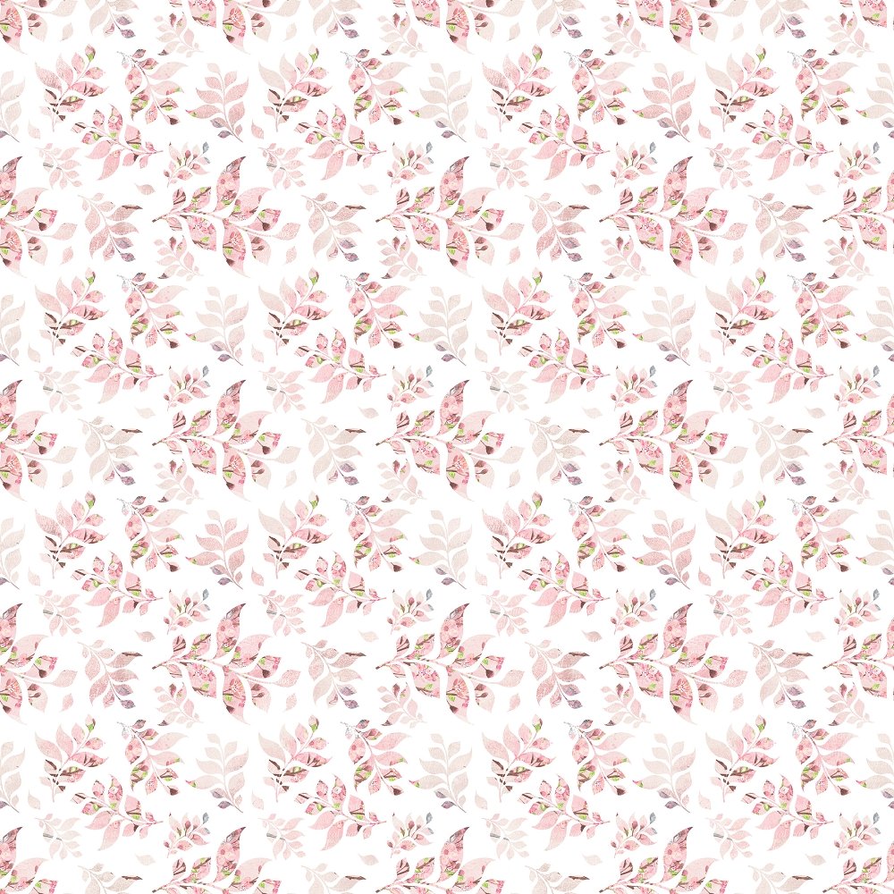 Blossom Leaves Fabric - White
