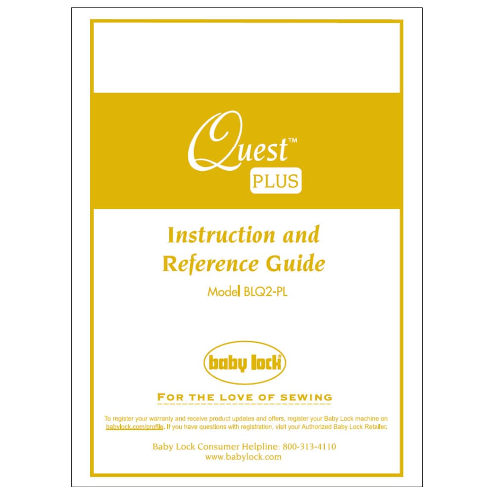 Babylock Quest Plus BLQ2-PL Instruction Manual image # 122075