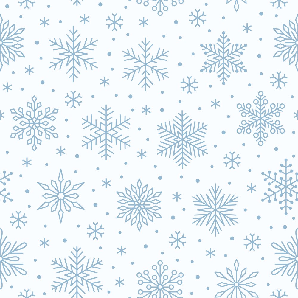 Blue Christmas Snowflakes Fabric - White