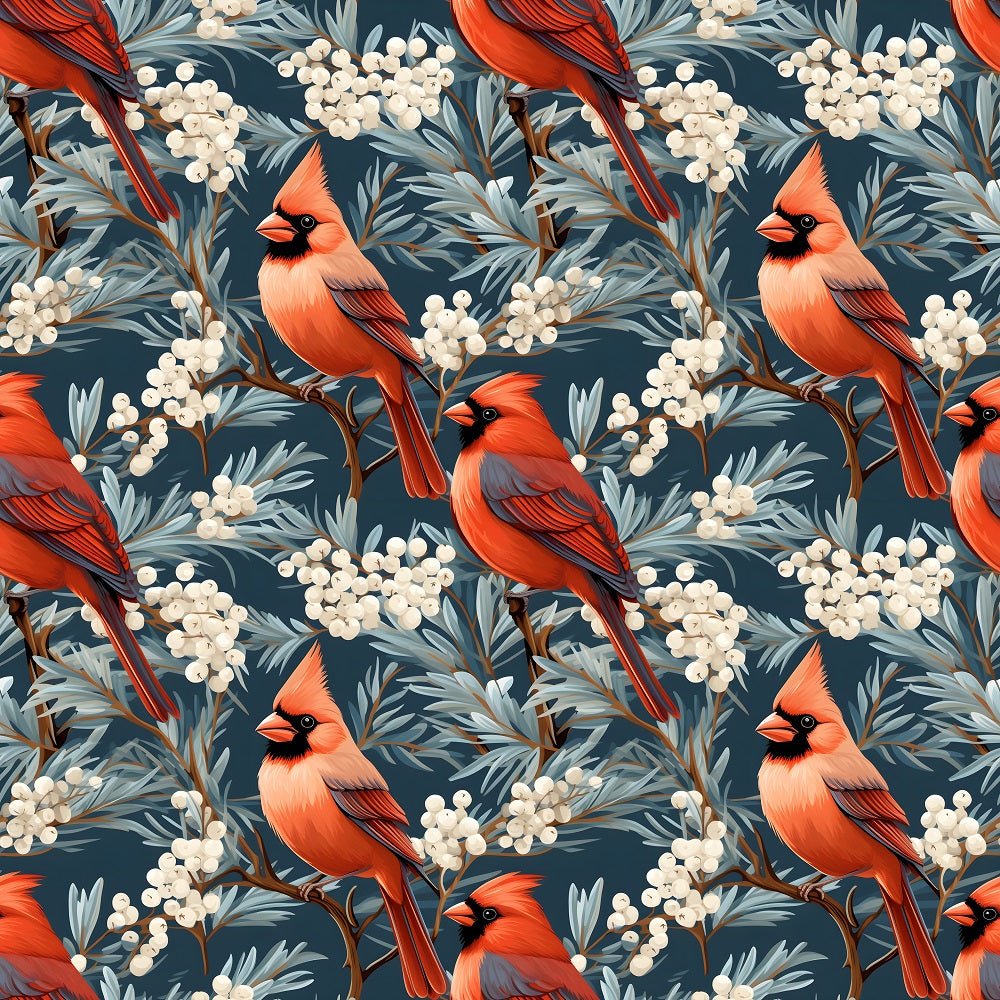 Hello Cardinal Pattern Christmas Cardinals Pattern #1 Fabric