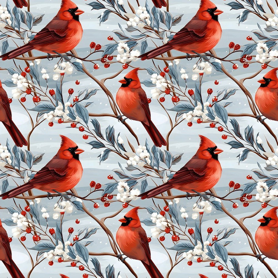 Christmas Cardinals Pattern #3 Fabric