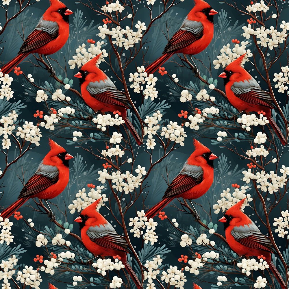 Christmas Cardinals Pattern #4 Fabric