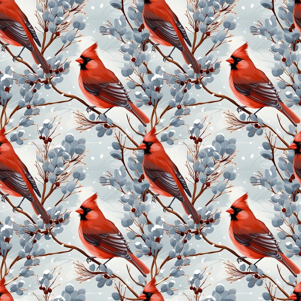 Christmas Cardinals Pattern #6 Fabric