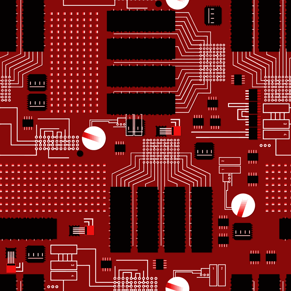 Red Circut Build Circuit Board Fabric - Mahogany Red