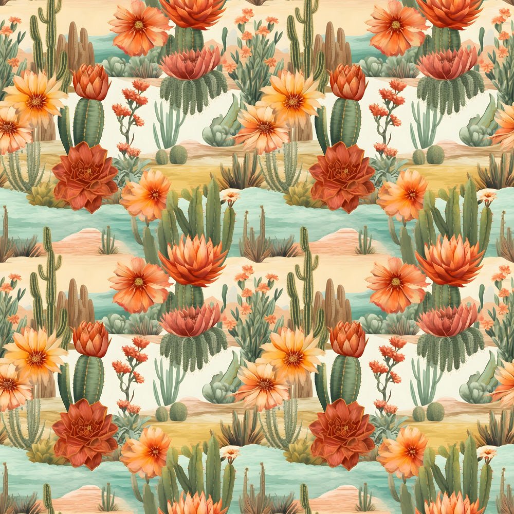 Desert Scene Pattern Desert Oasis Pattern #7 Fabric