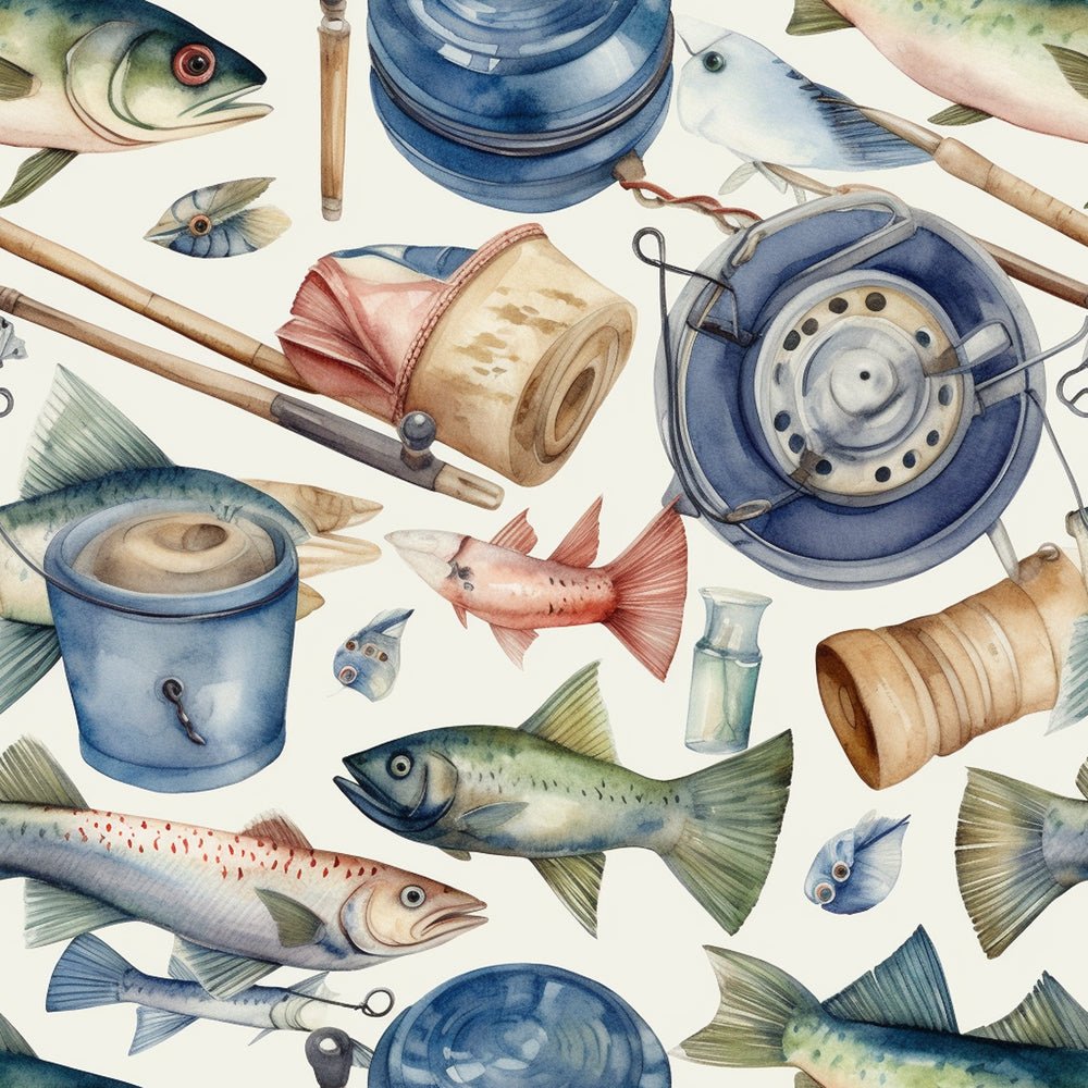 Textiles Fish Patterns Fishing Up North Pattern #8 Fabric