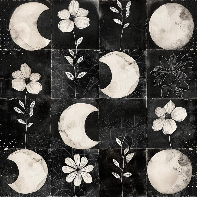 Floral Moon Patchwork Fabric
