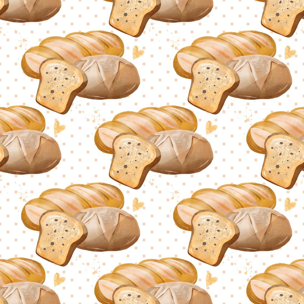 Fresh Baguettes on Polka Dot Fabric - Cream