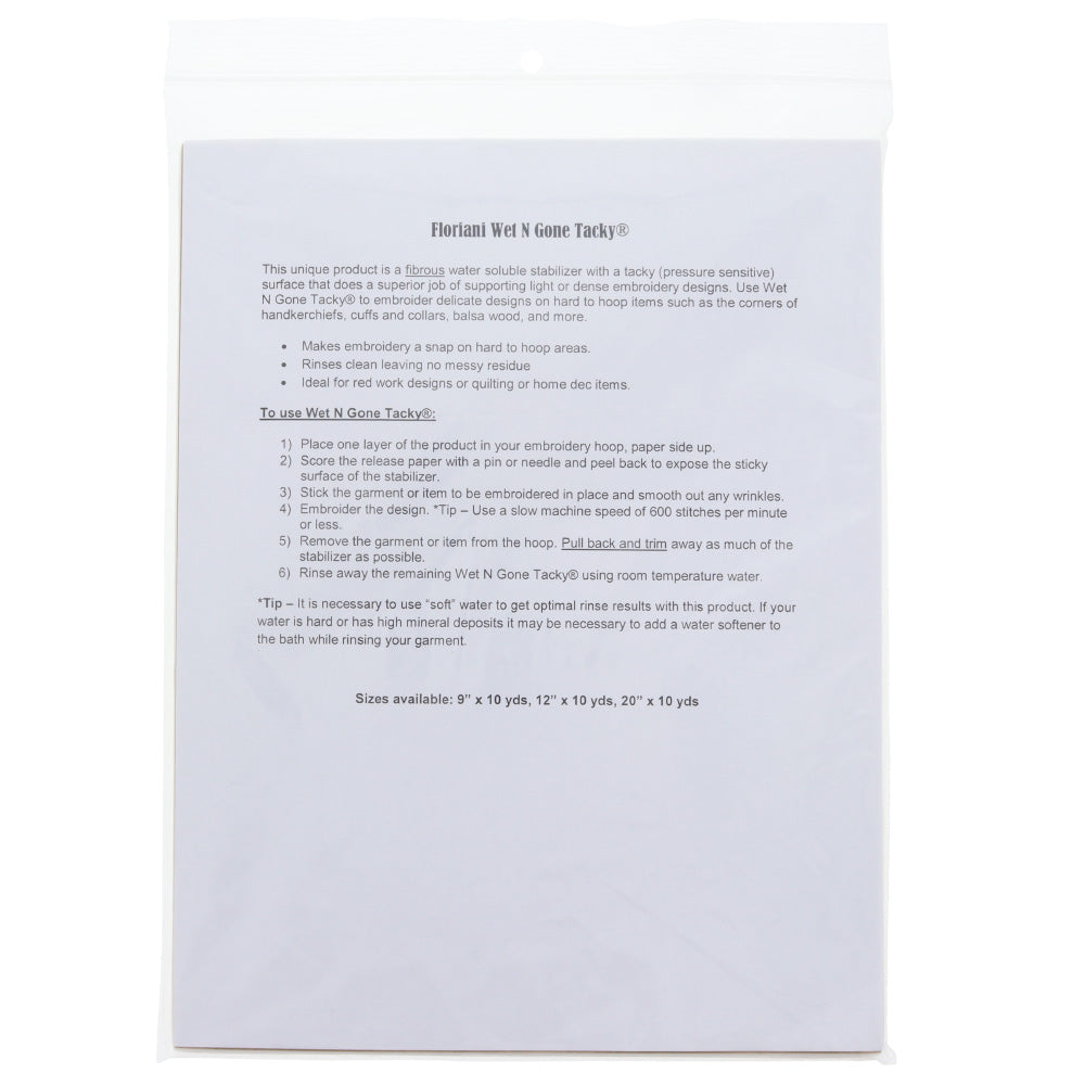 Floriani Wet N Gone Tacky Printable Sheets image # 93998