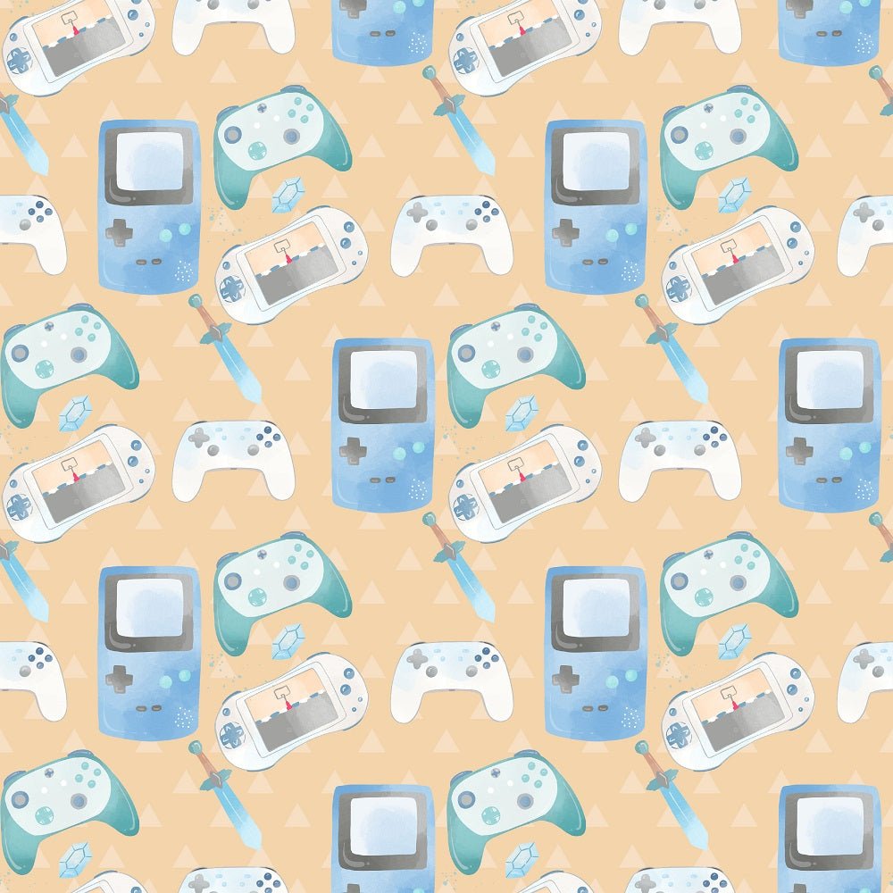 Gamer Pattern #1 Fabric - Tan