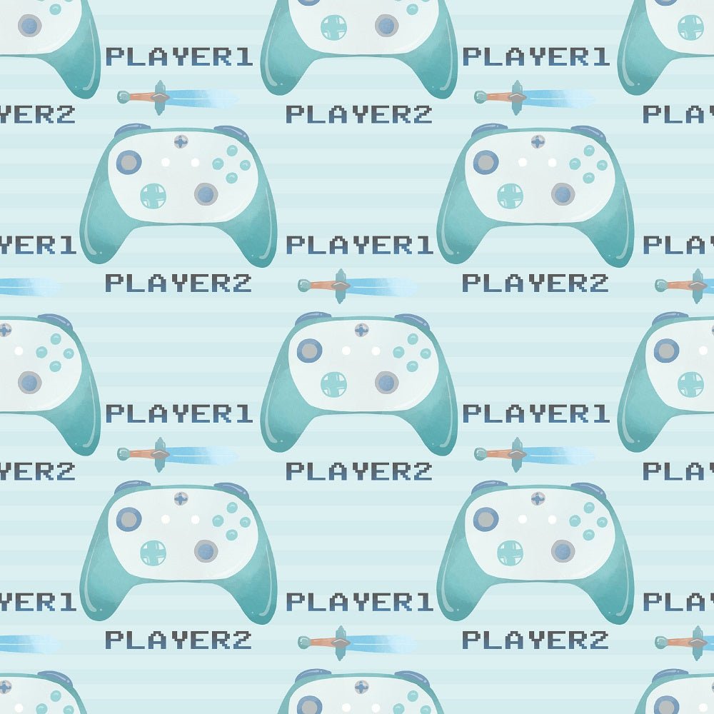 Gamer Pattern #4 Fabric - Blue