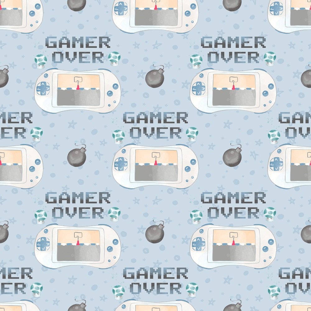 Gamer Pattern #5 Fabric - Ice