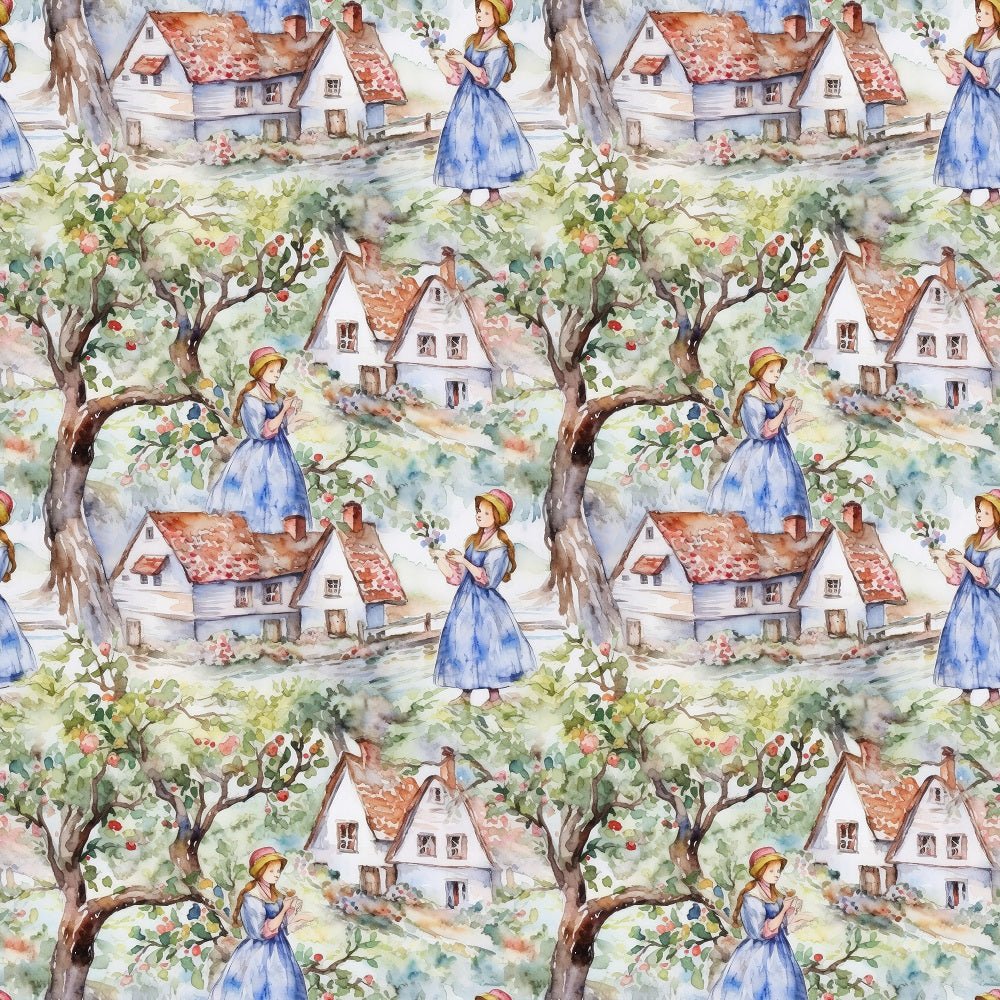 Garden Village Pattern #1 Fabric
