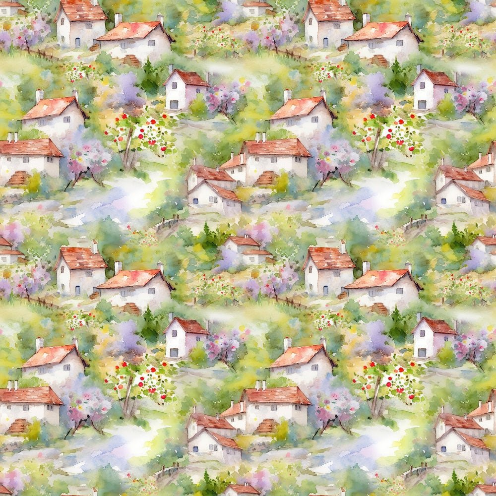 Garden Village Pattern #2 Fabric
