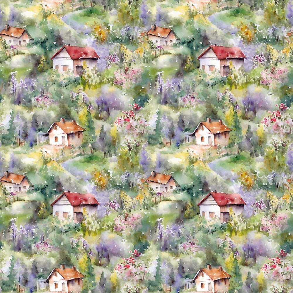 Garden Village Pattern #4 Fabric