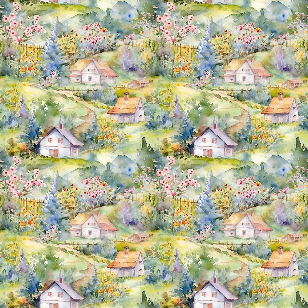 Garden Village Pattern #5 Fabric