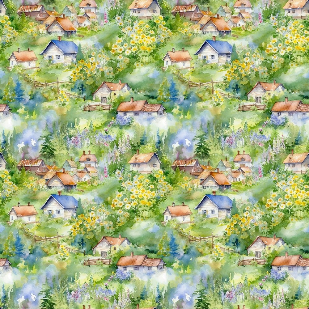 Garden Village Pattern #6 Fabric
