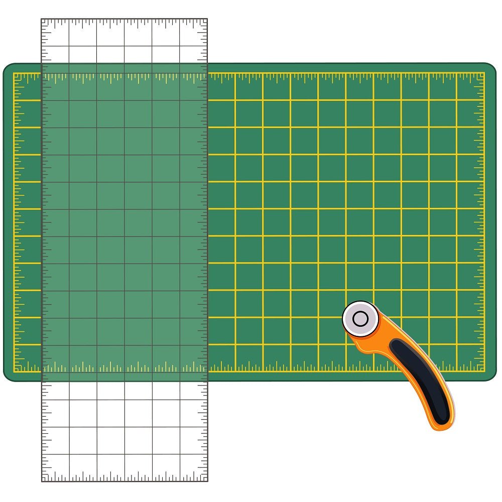 Green Fabric Cutting Mat with Ruler Fabric Panel