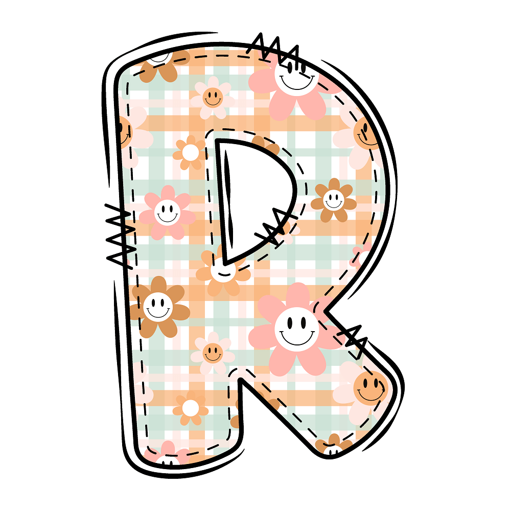 Groovy Doodle Letter ''R'' Fabric Panel