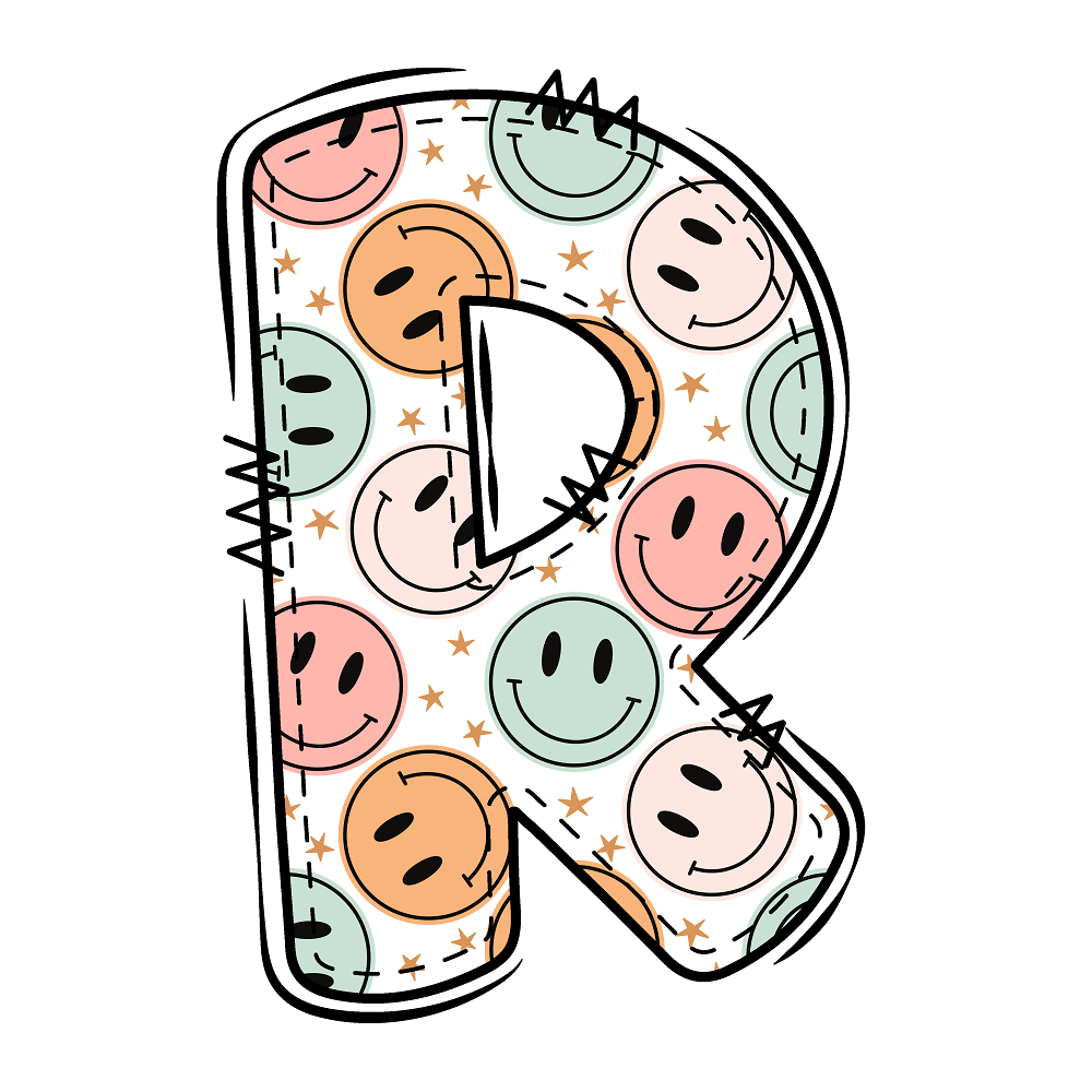 Groovy Doodle Smiley ''R'' Fabric Panel