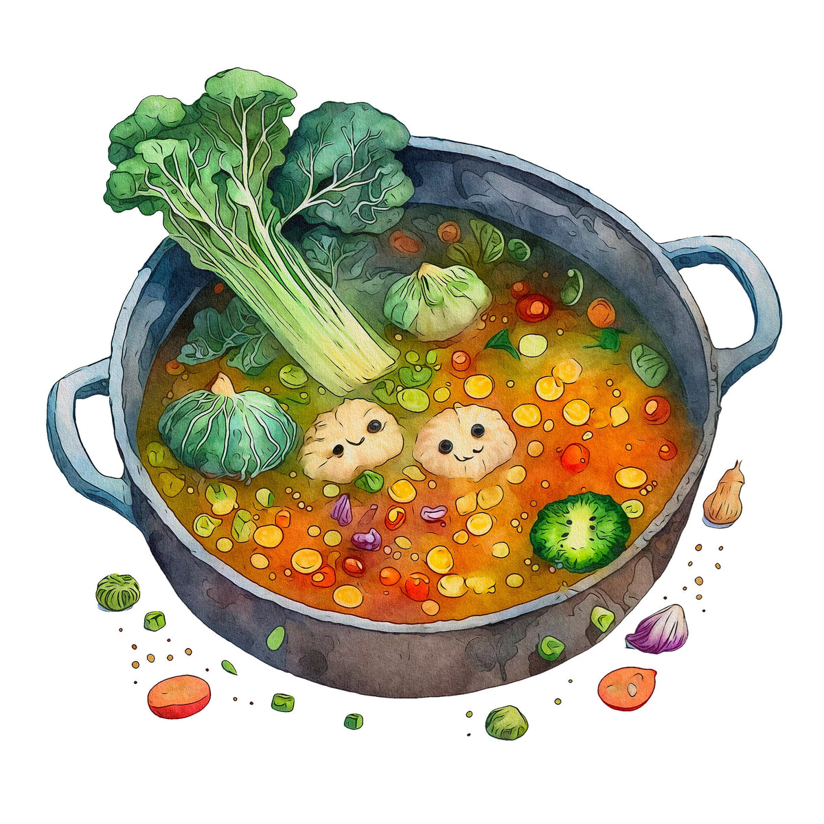 Grumpy Vegetable Stew Fabric Panel