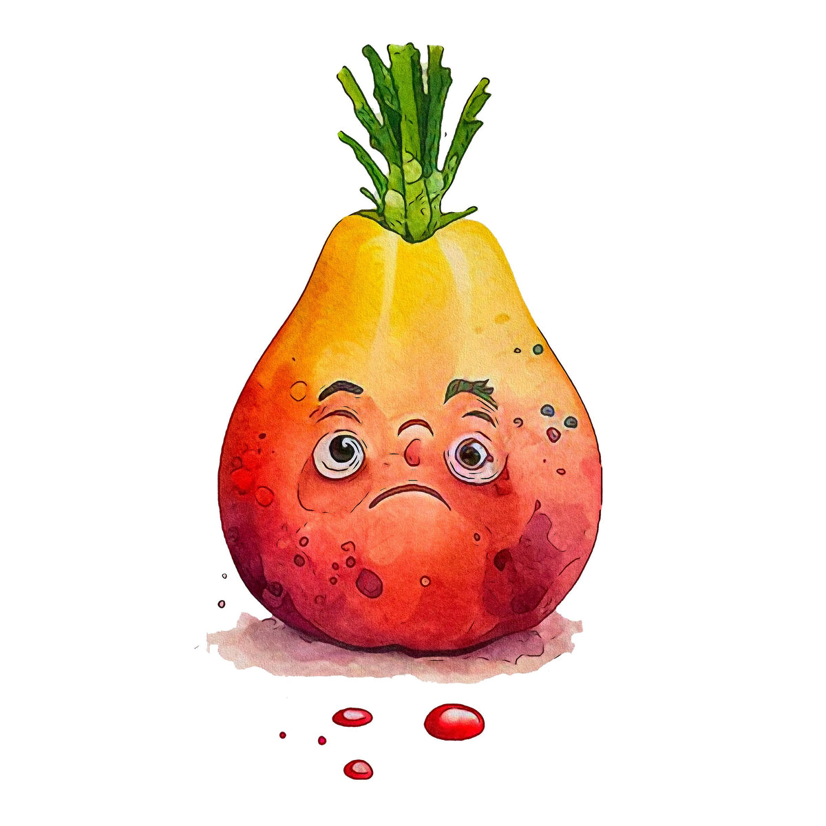 Grumpy Vegetables Portrait #6 Fabric Panel