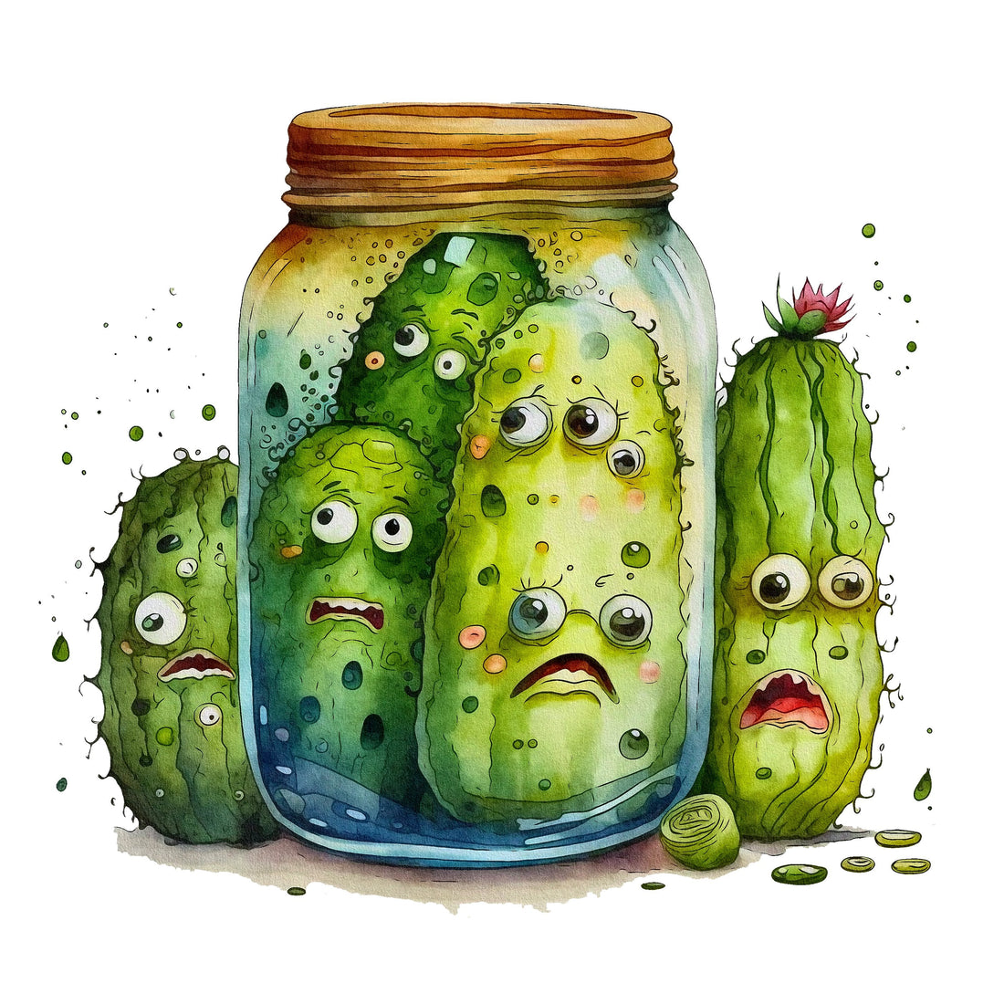 Grumpy Vegetables Scene #7 Fabric Panel