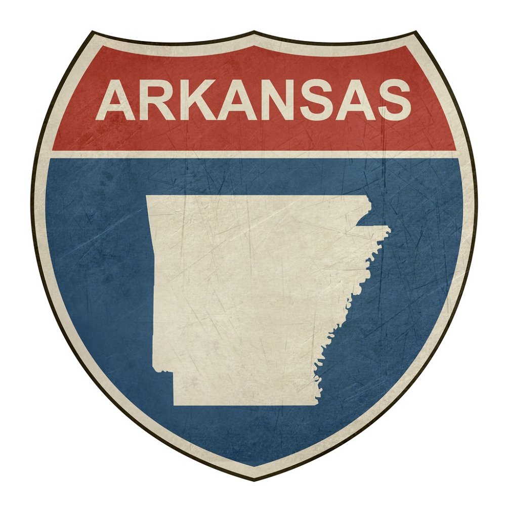 Freeway Sign Panel Grunge Highway Sign Fabric Panel - Arkansas