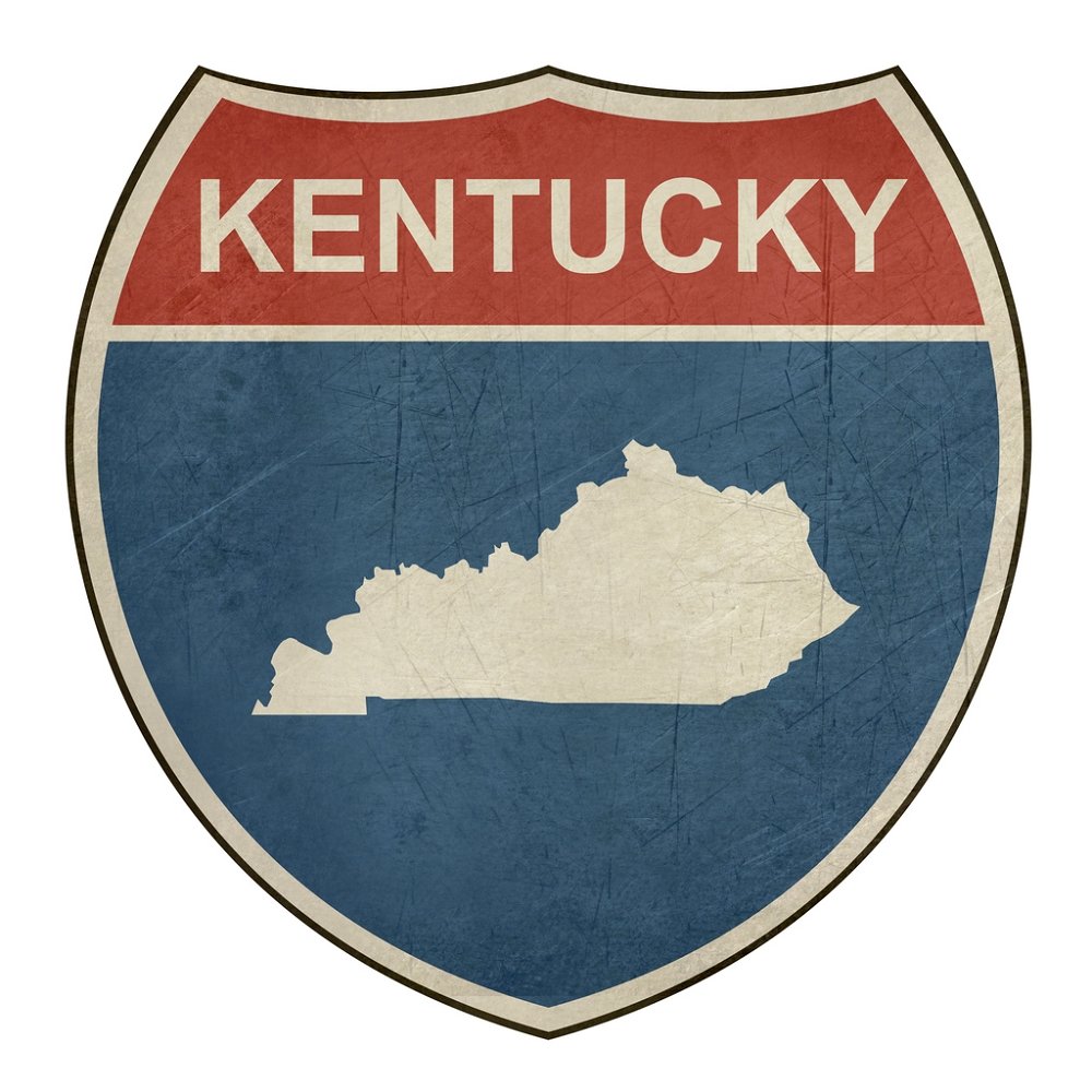 Freeway Sign Panel Grunge Highway Sign Fabric Panel - Kentucky